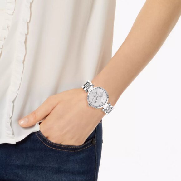 Jessica Carlyle Women's Silver-Tone Metal Alloy Bracelet Watch 34mm Gift Set - Picture 5 of 5